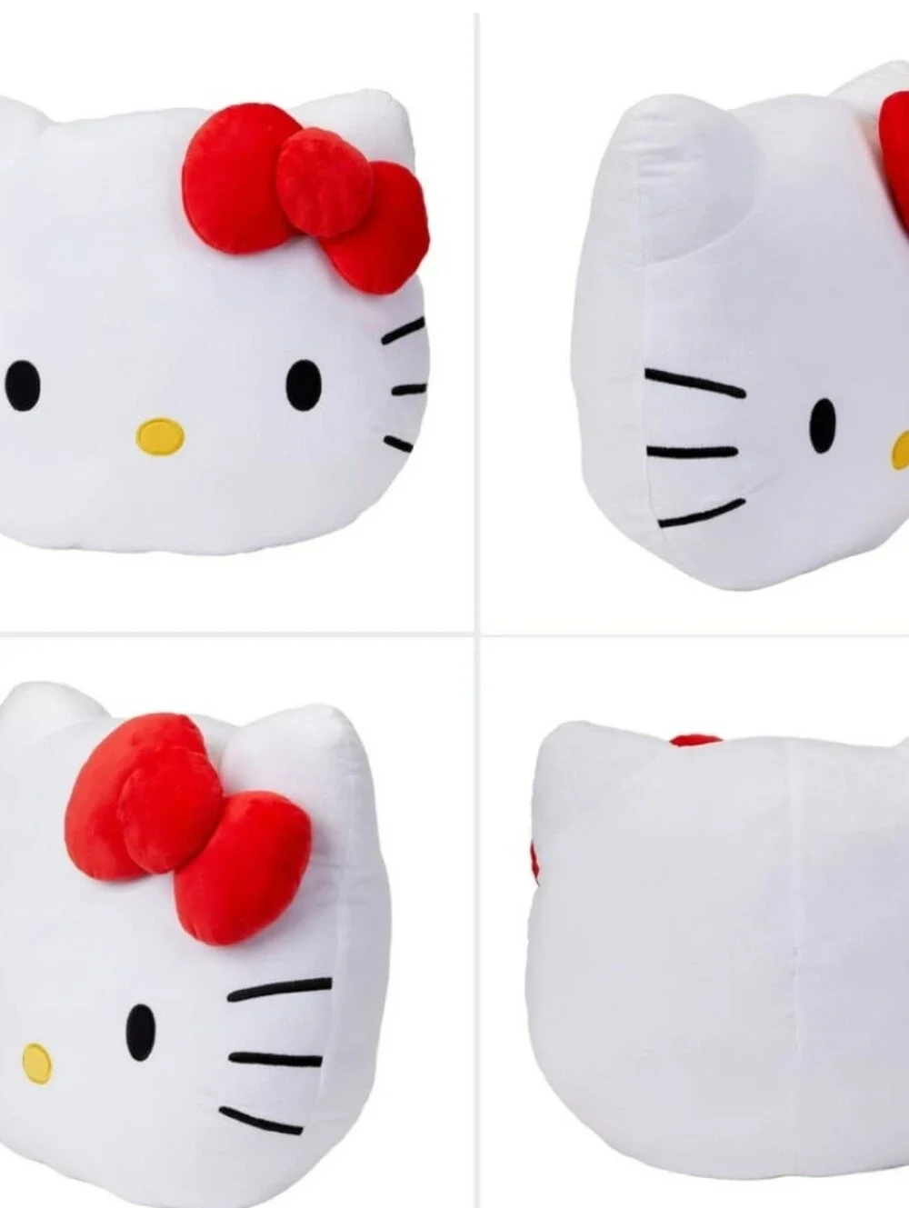 Hello Kitty Plush Face Pillow – White with Red Bow